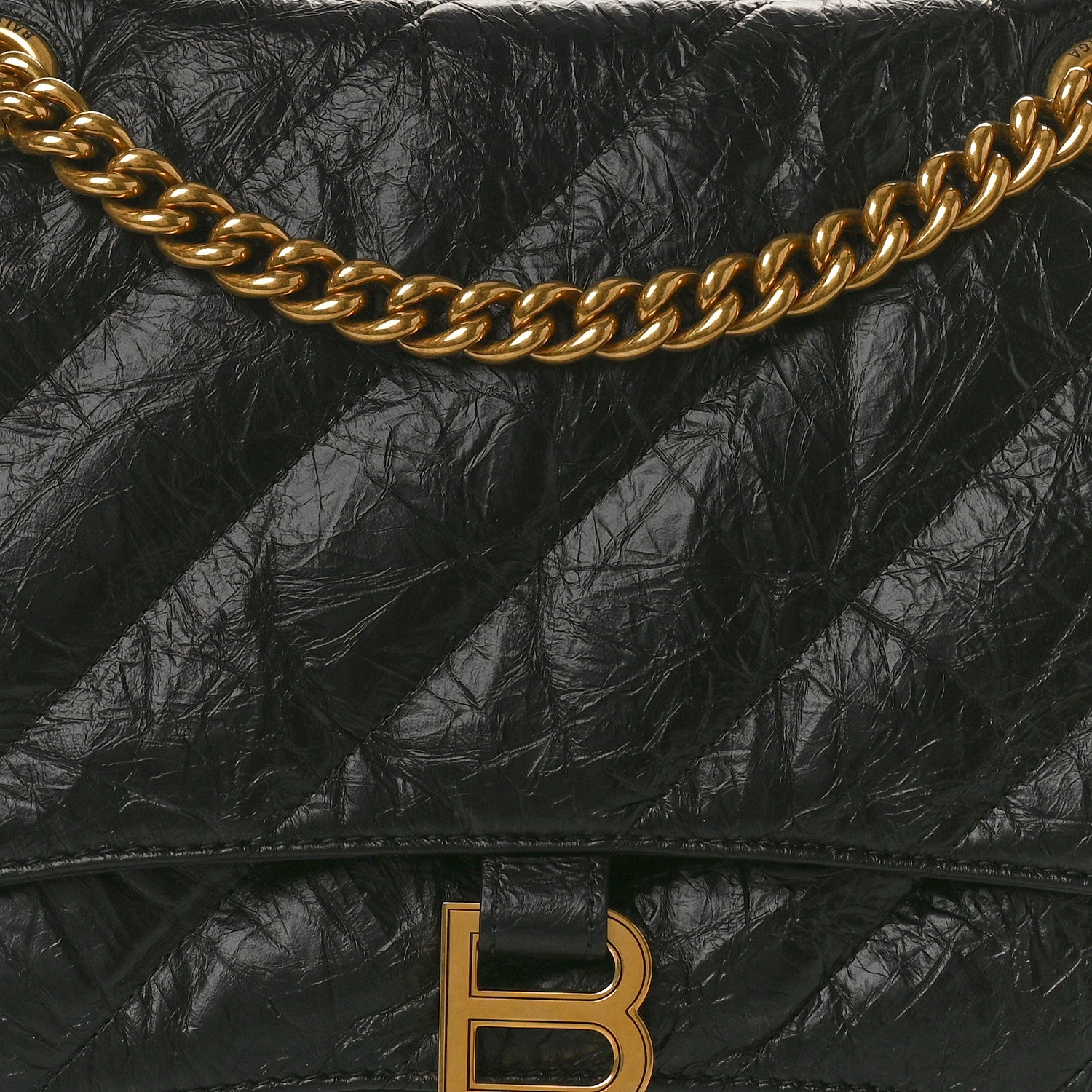 Balenciaga Crushed Calfskin Quilted Medium Crush Chain Bag Black 8 of 10