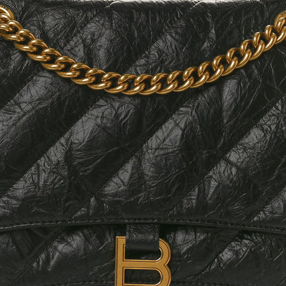 Balenciaga Crushed Calfskin Quilted Medium Crush Chain Bag Black 8 of 10