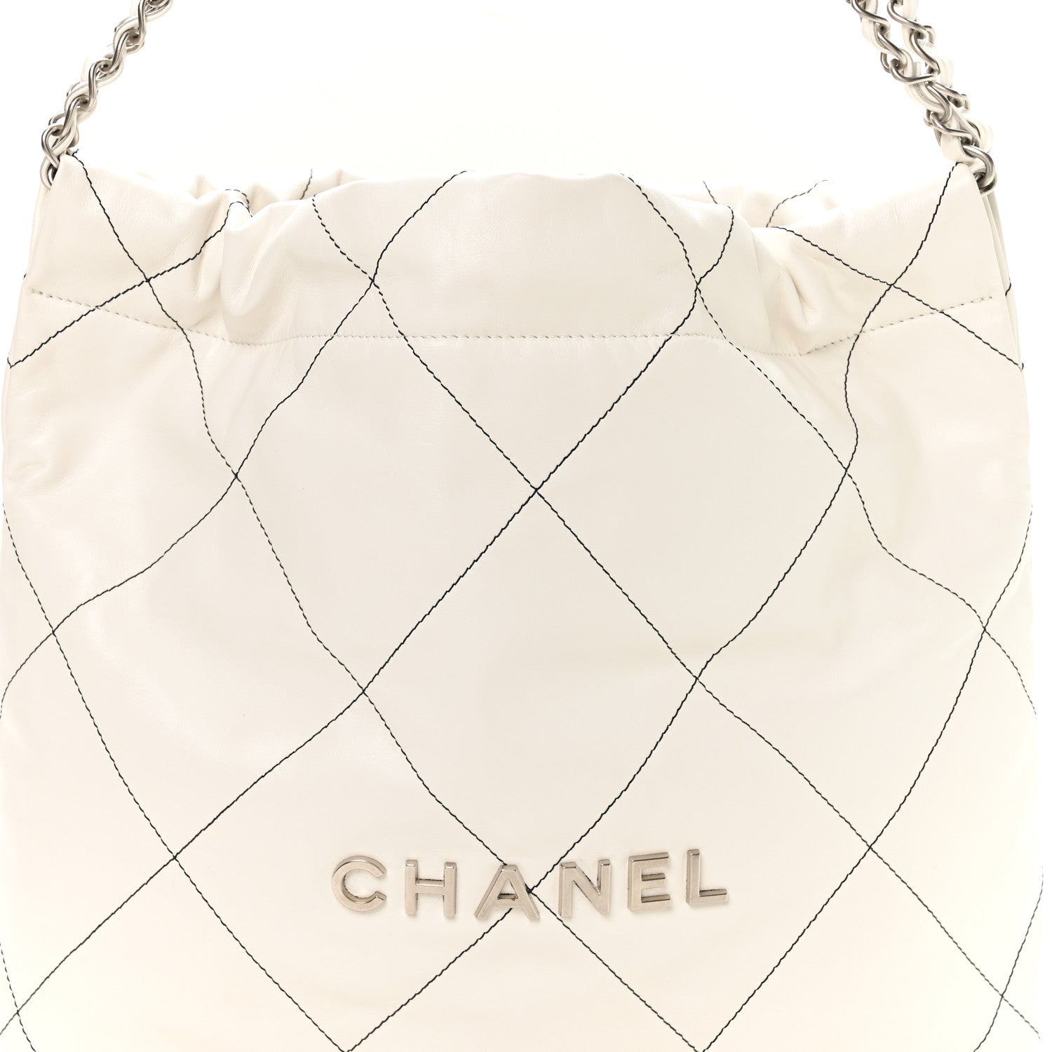 Chanel Shiny Calfskin Quilted Small Chanel 22 White Black 9 of 11