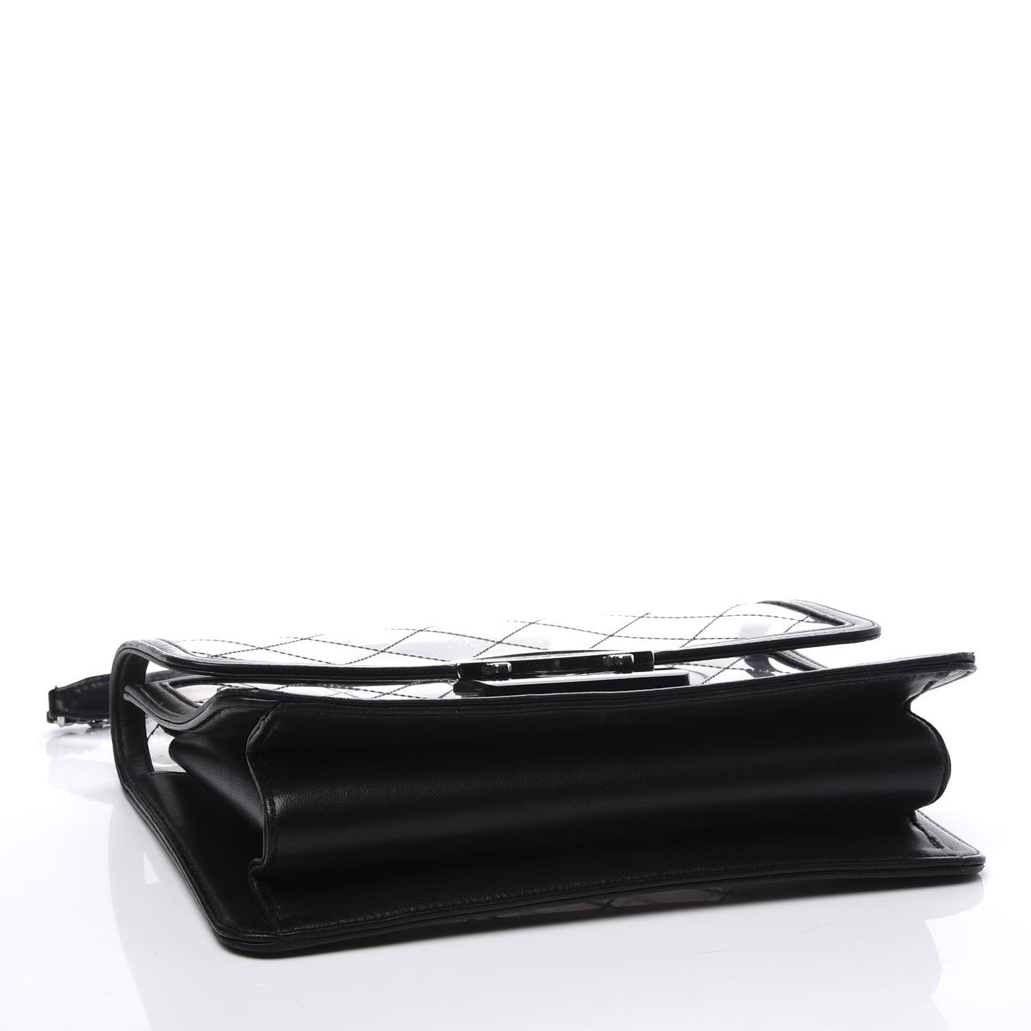 PVC Lambskin Quilted Beauty Lock Flap Black