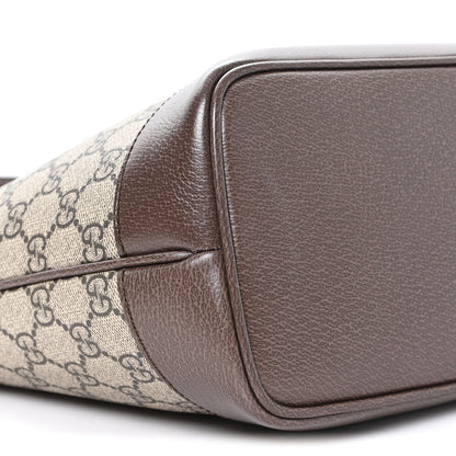 Gucci GG Supreme Monogram Textured Calfskin Web Small Ophidia Shoulder Tote Bag Beige Ebony New Acero 9 of 11