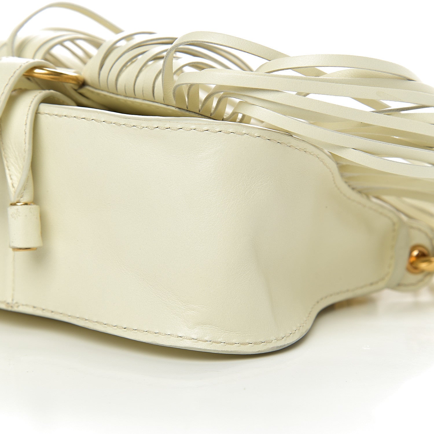 Chloe Shiny Small Grain Calfskin Mini Marcie Multi Fringe Satchel Natural White 11 of 12