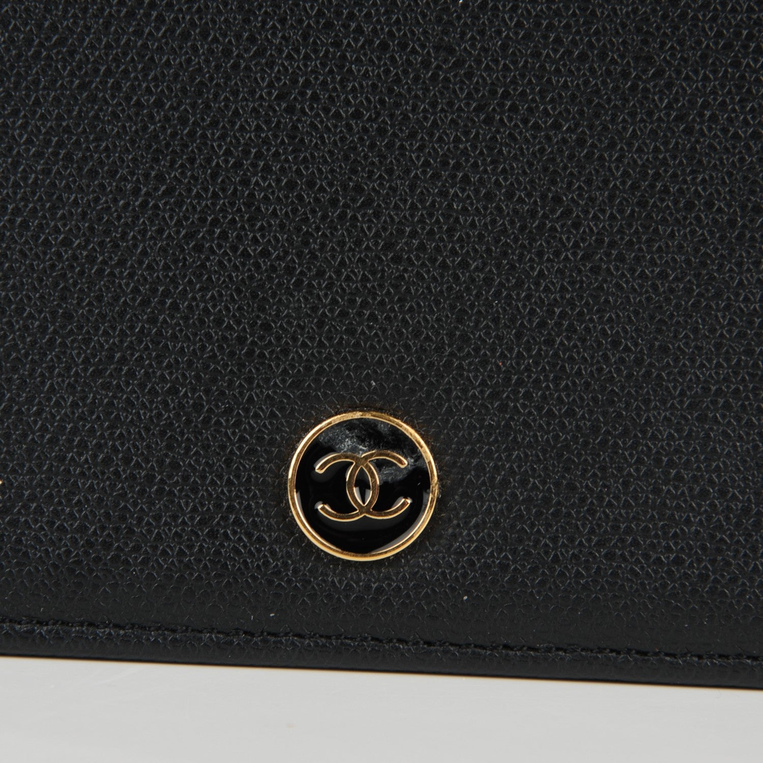 Chanel Grained Calfskin CC Button Yen Wallet Black 9 of 9