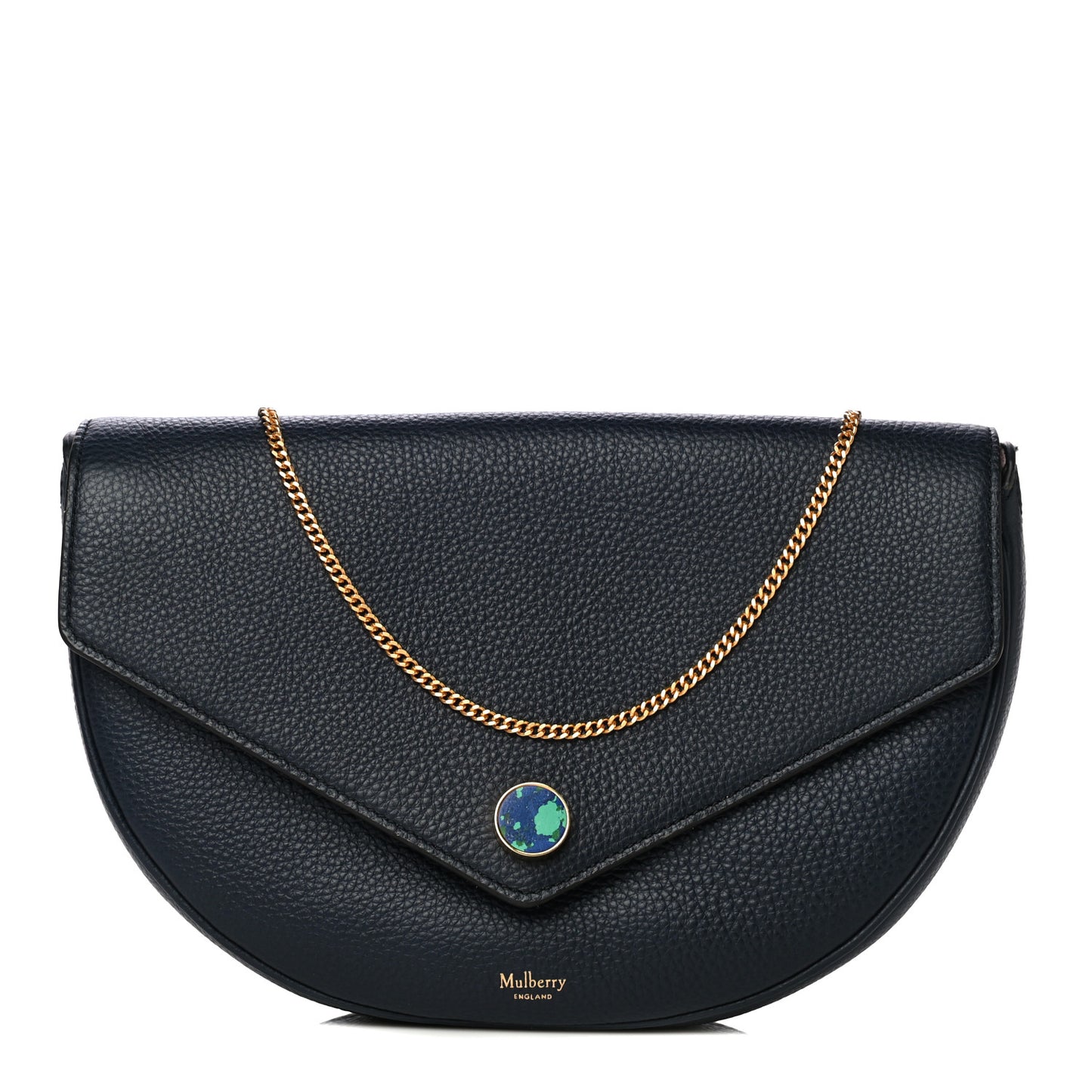 Small Classic Grain Calfskin Brockwell Clutch Bright Blue