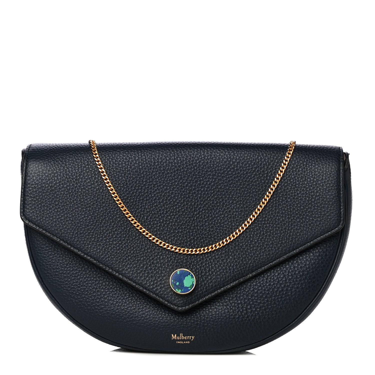 Mulberry Small Classic Grain Calfskin Brockwell Clutch Bright Blue 1 of 10