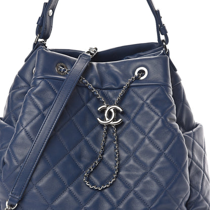 Chanel Lambskin Quilted CC Chain Drawstring Tote Blue 7 of 9