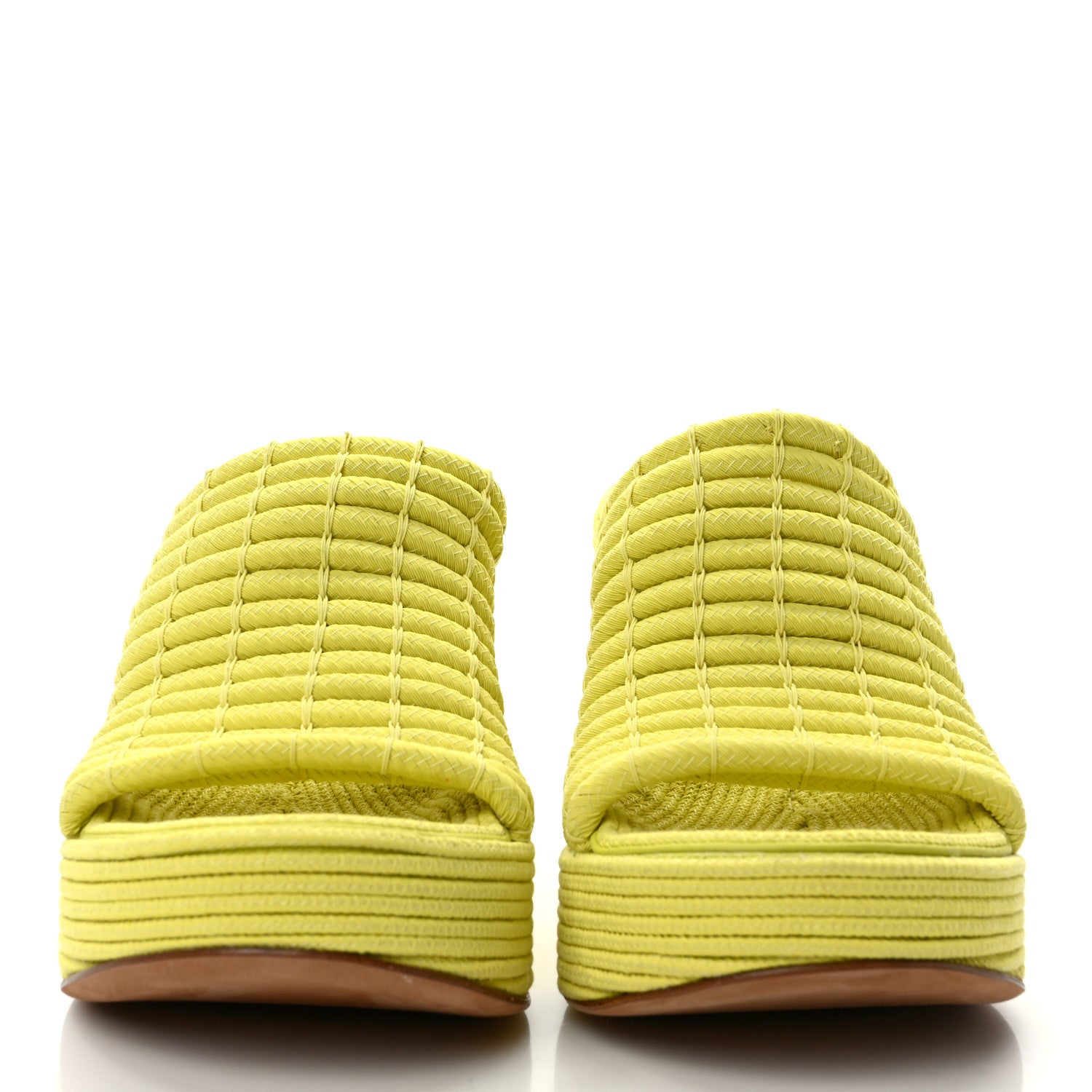 Bottega Veneta String Knit Slide Platform Wedge Sandals 37.5 Yellow 2 of 7