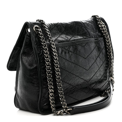 Saint Laurent Crinkled Calfskin Matelasse Monogram Medium Niki Chain Satchel Black 3 of 15