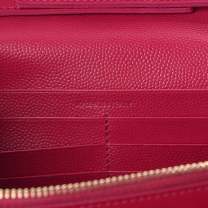 Saint Laurent Grain De Poudre Matelasse Chevron Monogram Chain Wallet Rose Clair 7 of 9