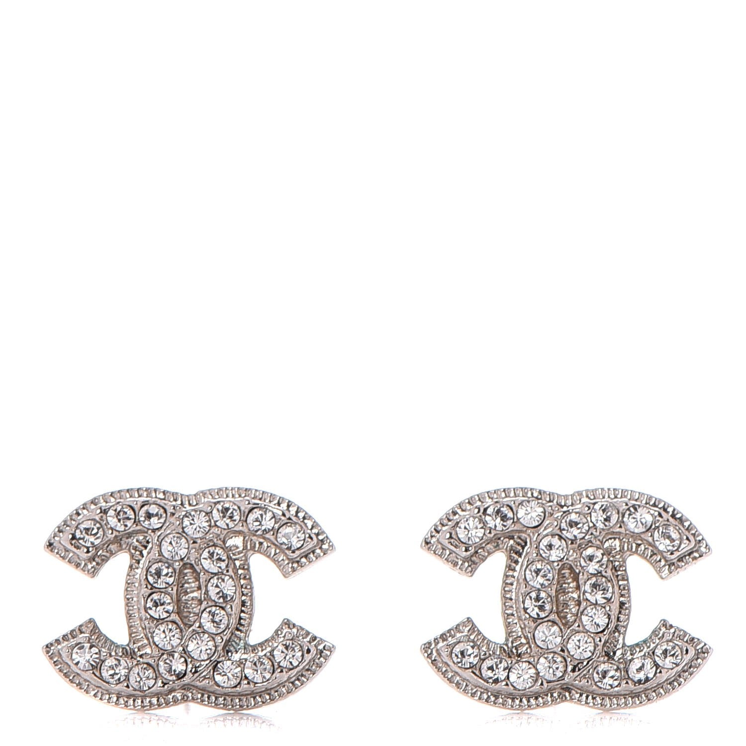 Chanel Crystal CC Earrings Silver 1 of 4