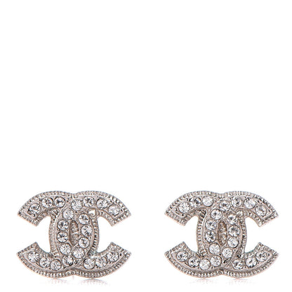 Chanel Crystal CC Earrings Silver 1 of 4