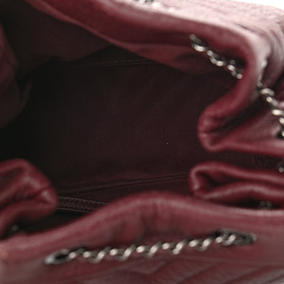 Chanel Deerskin Chevron Medium CC Chain Bucket Drawstring Bag Burgundy 5 of 10