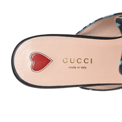 Gucci Calfskin GucciGhost Print Womens Princetown Slippers 37.5 Black New Acquamarine 5 of 8
