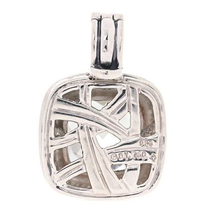 David Yurman Sterling Silver Diamond Prasiolite 11mm Albion Enhancer Pendant 3 of 5