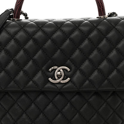 Chanel Caviar Lizard Quilted Large Coco Handle Flap Black 9 of 13
