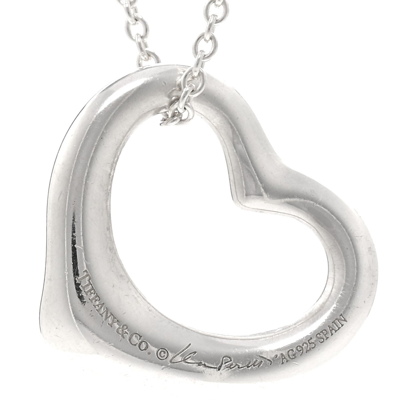 Sterling Silver 22mm Elsa Peretti Open Heart Pendant Necklace