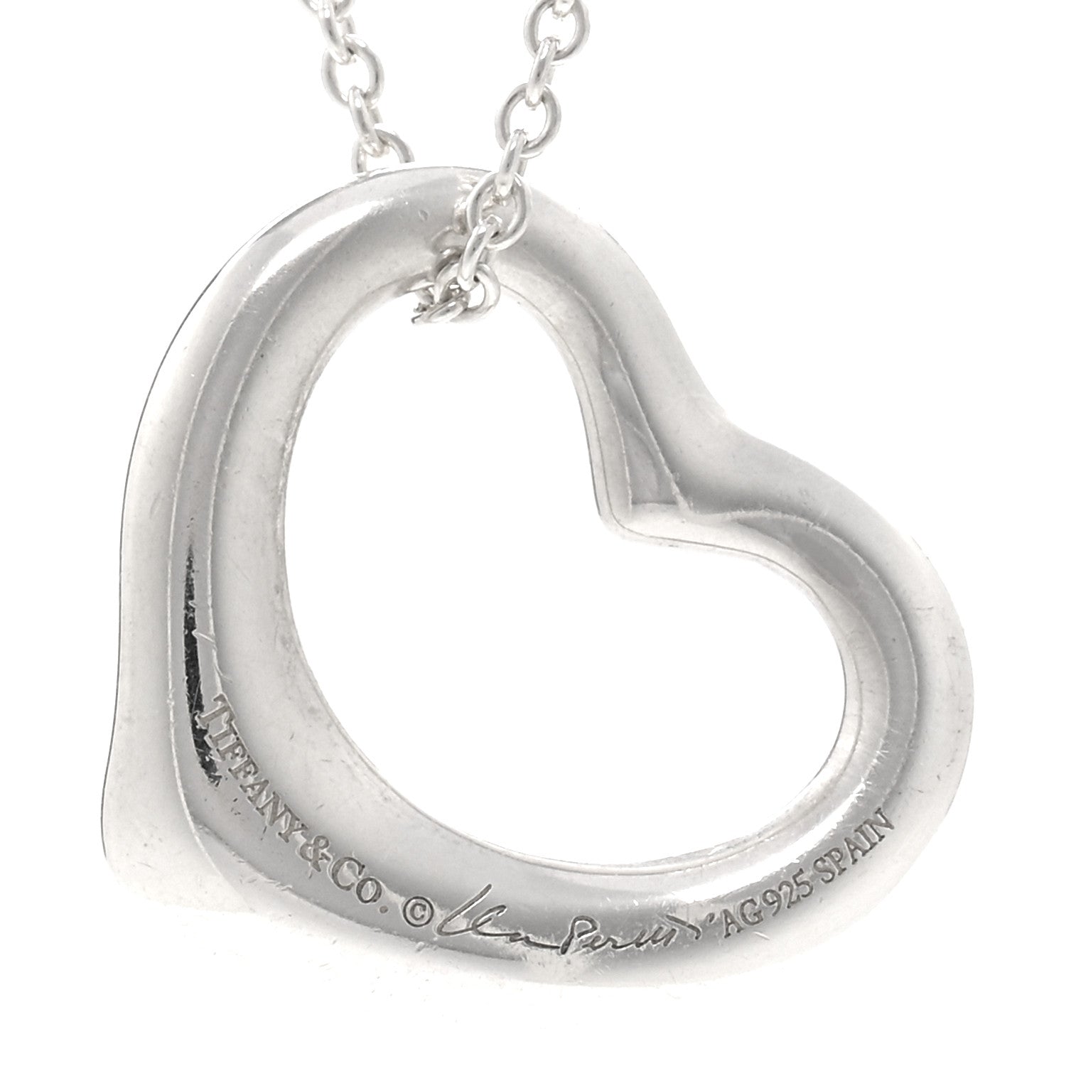 Tiffany Sterling Silver 22mm Elsa Peretti Open Heart Pendant Necklace 4 of 4