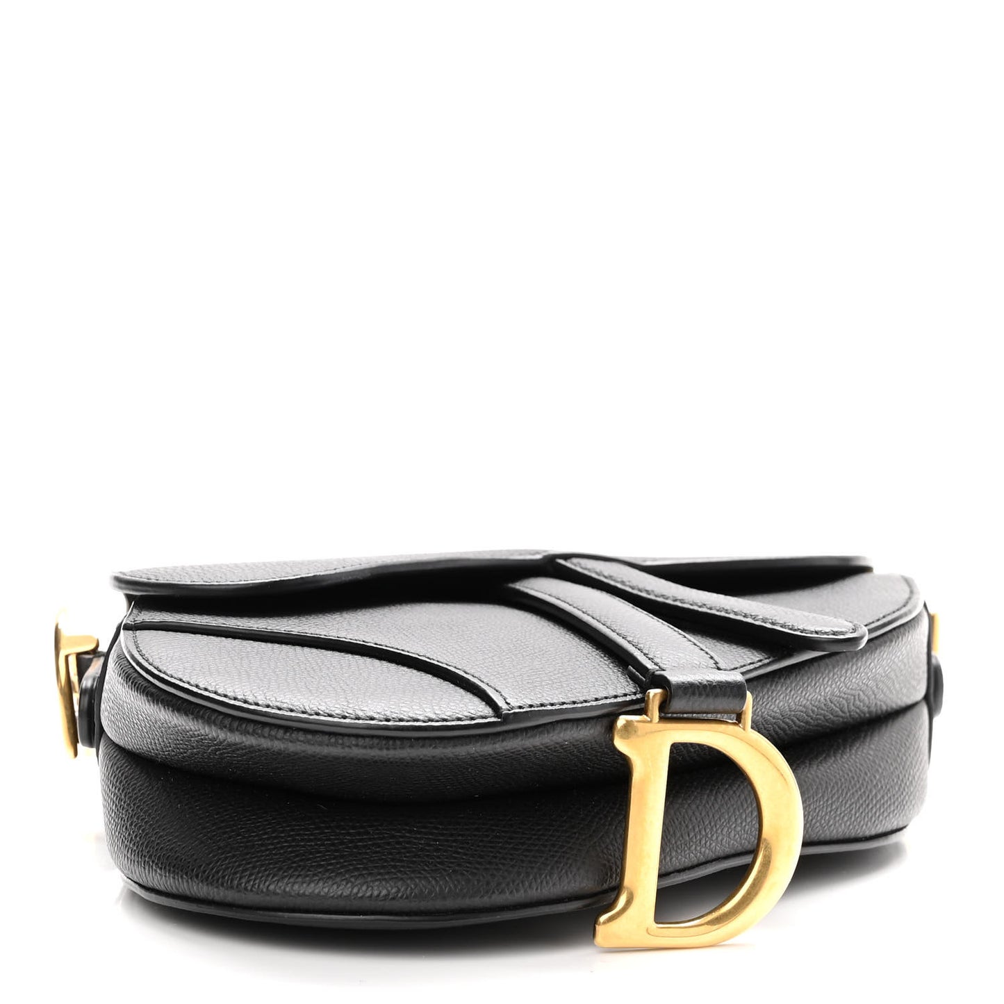 Grained Calfskin Mini Saddle Bag Black