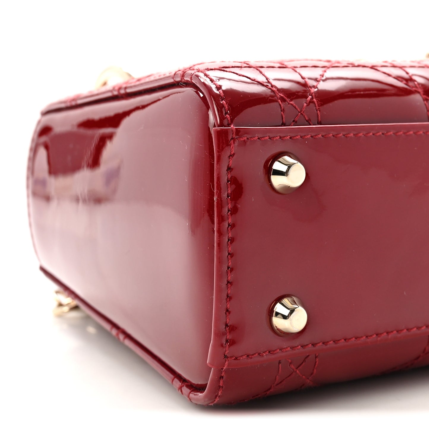 Patent Cannage Mini Lady Dior Red
