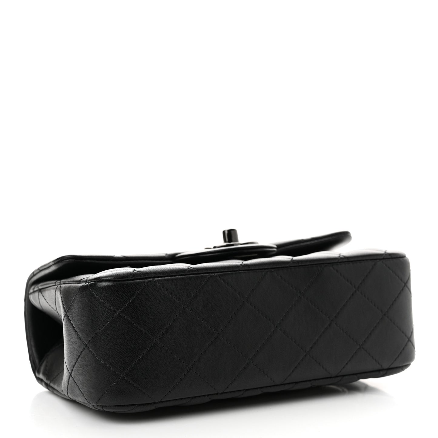 Lambskin Quilted Mini Top Handle Rectangular Flap So Black