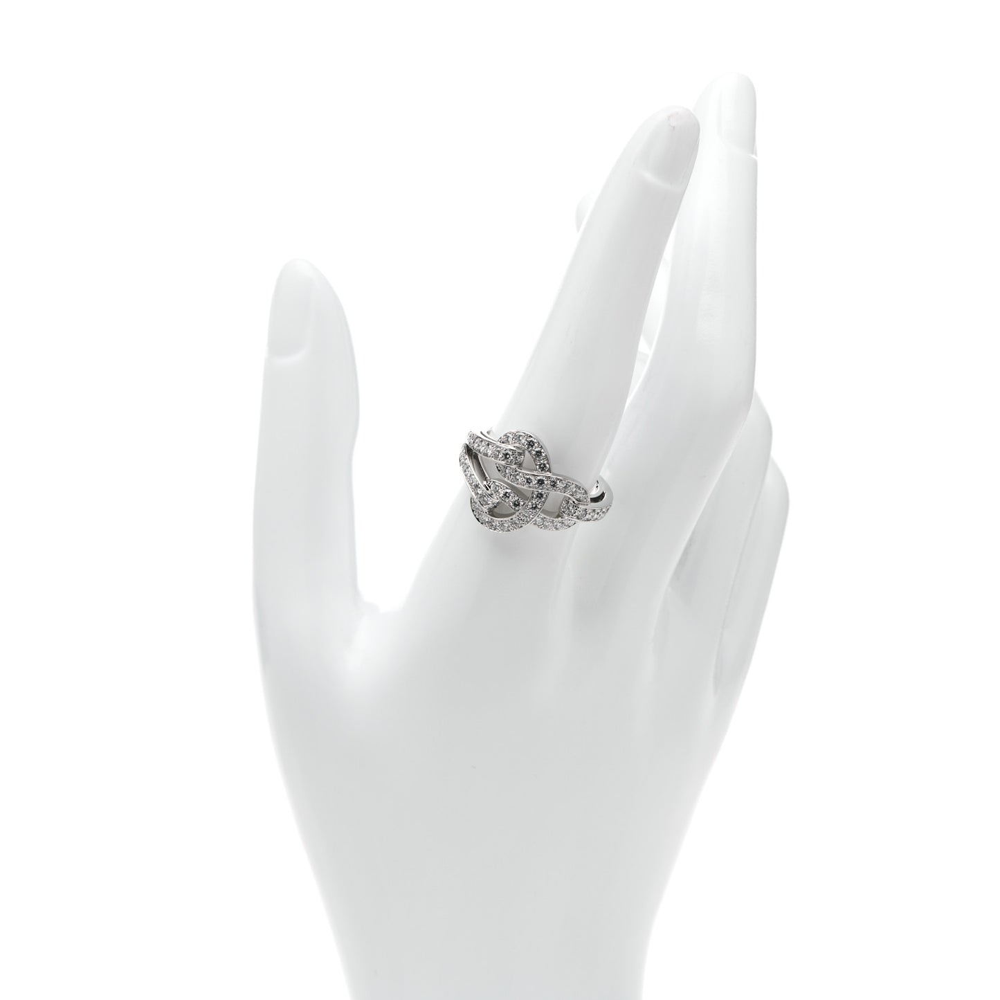 18K White Gold Diamond Agrafe Ring 59 8.75
