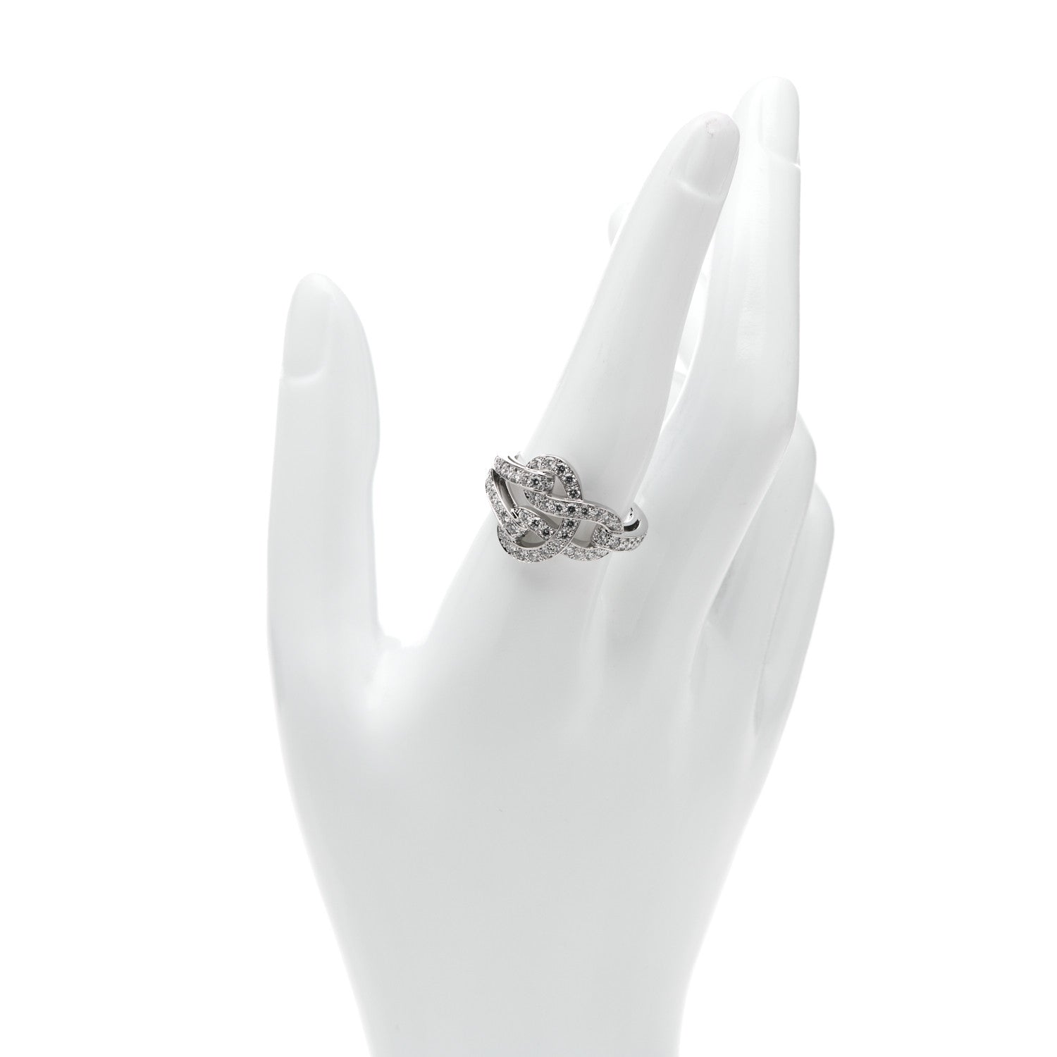 Cartier 18K White Gold Diamond Agrafe Ring 59 8.75 2 of 5