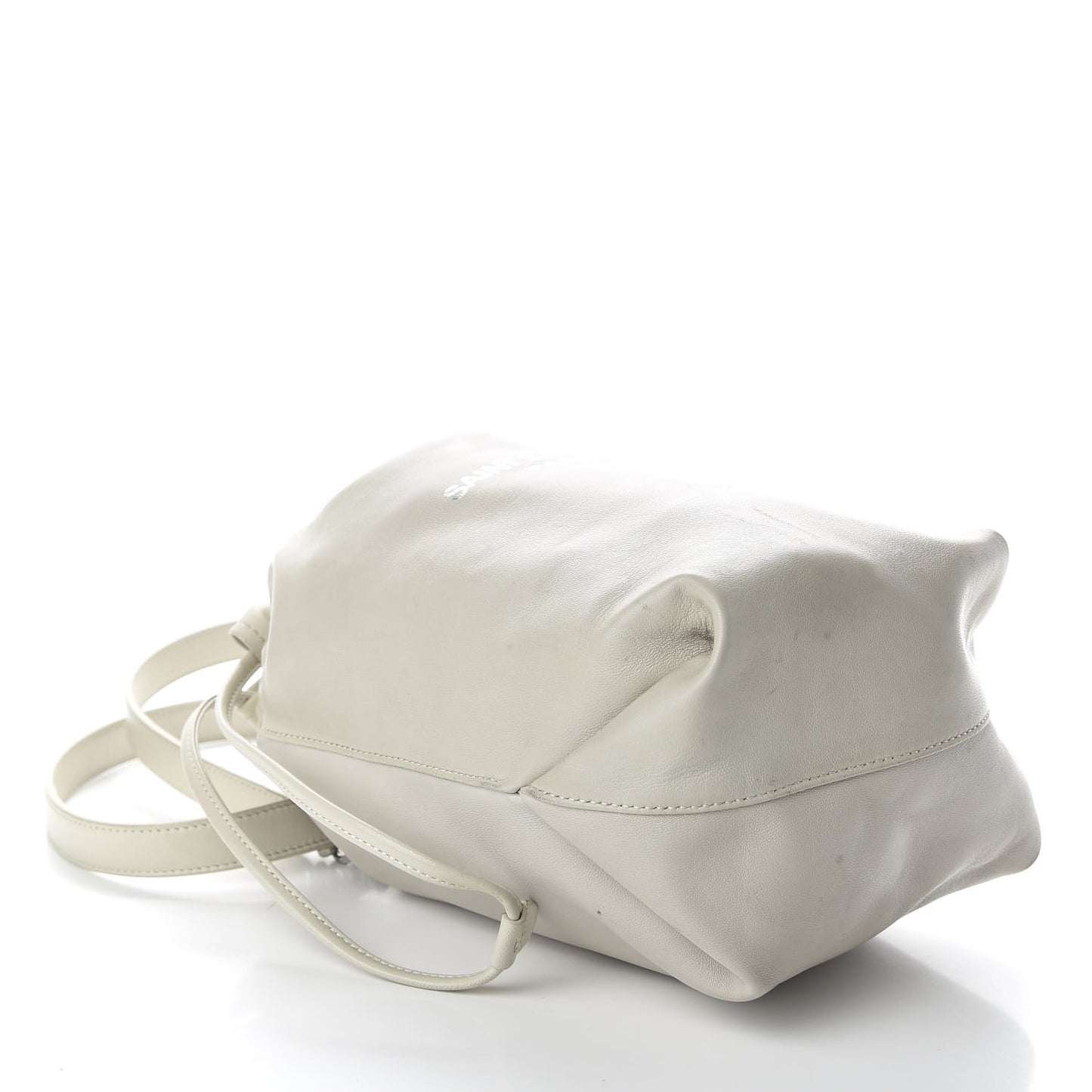 Lambskin Small Teddy Bucket Bag White