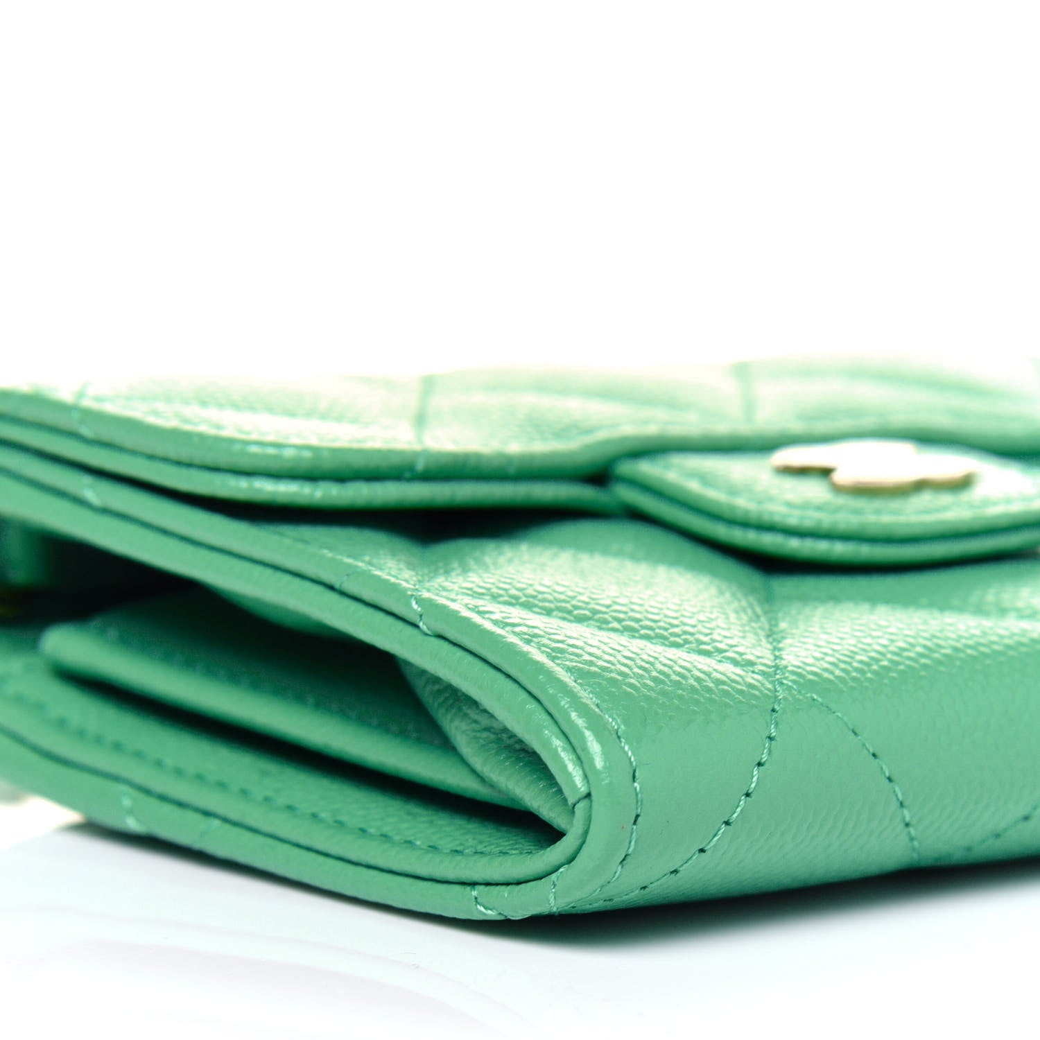 Chanel Caviar Quilted Flap Card Holder On Chain Light Green 9 of 12