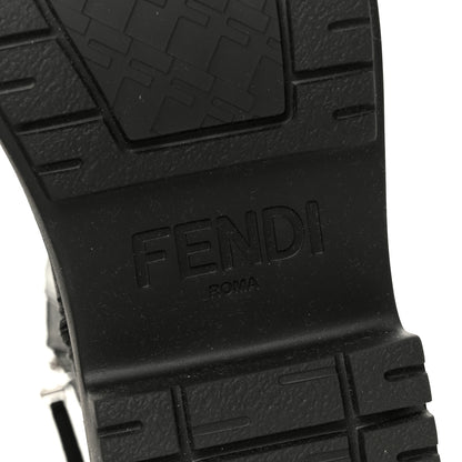 Fendi Fabric Jacquard Vitello FF Domino 50mm Biker Boots 40 Black Asfalto 7 of 10