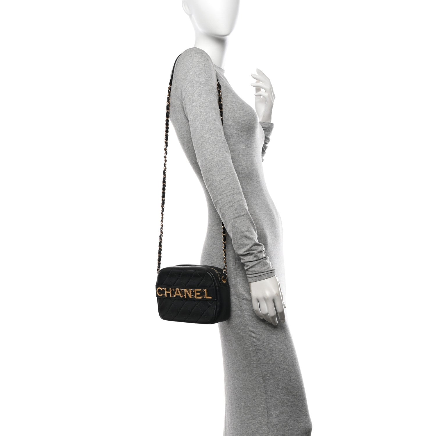 Chanel Calfskin Quilted Enchained Camera Case Bag Black 2 of 10