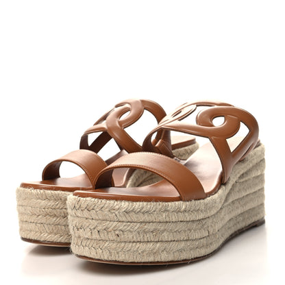 Hermes Nappa Ithea Espadrille Wedge Sandals 39 Naturel 3 of 9