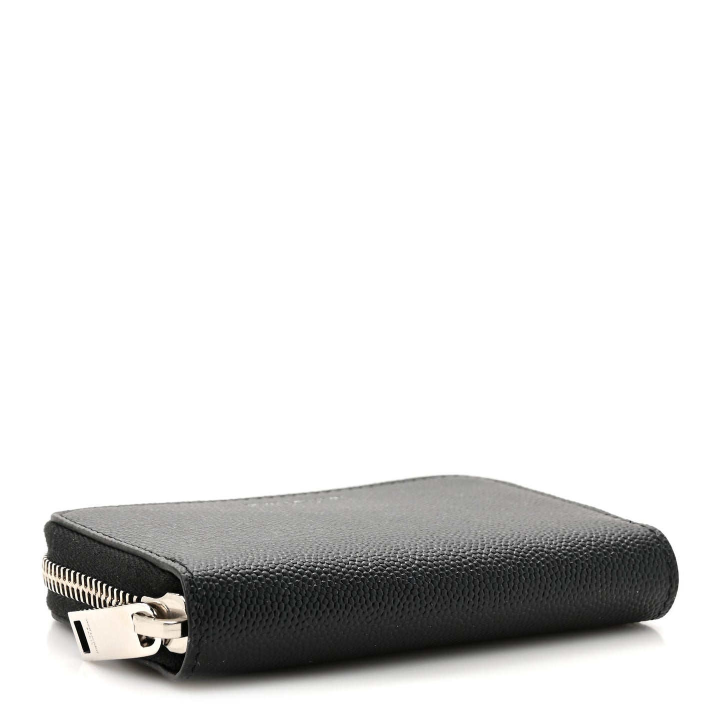 Grained Calfskin Rive Gauche Compact Zip Around Wallet Black