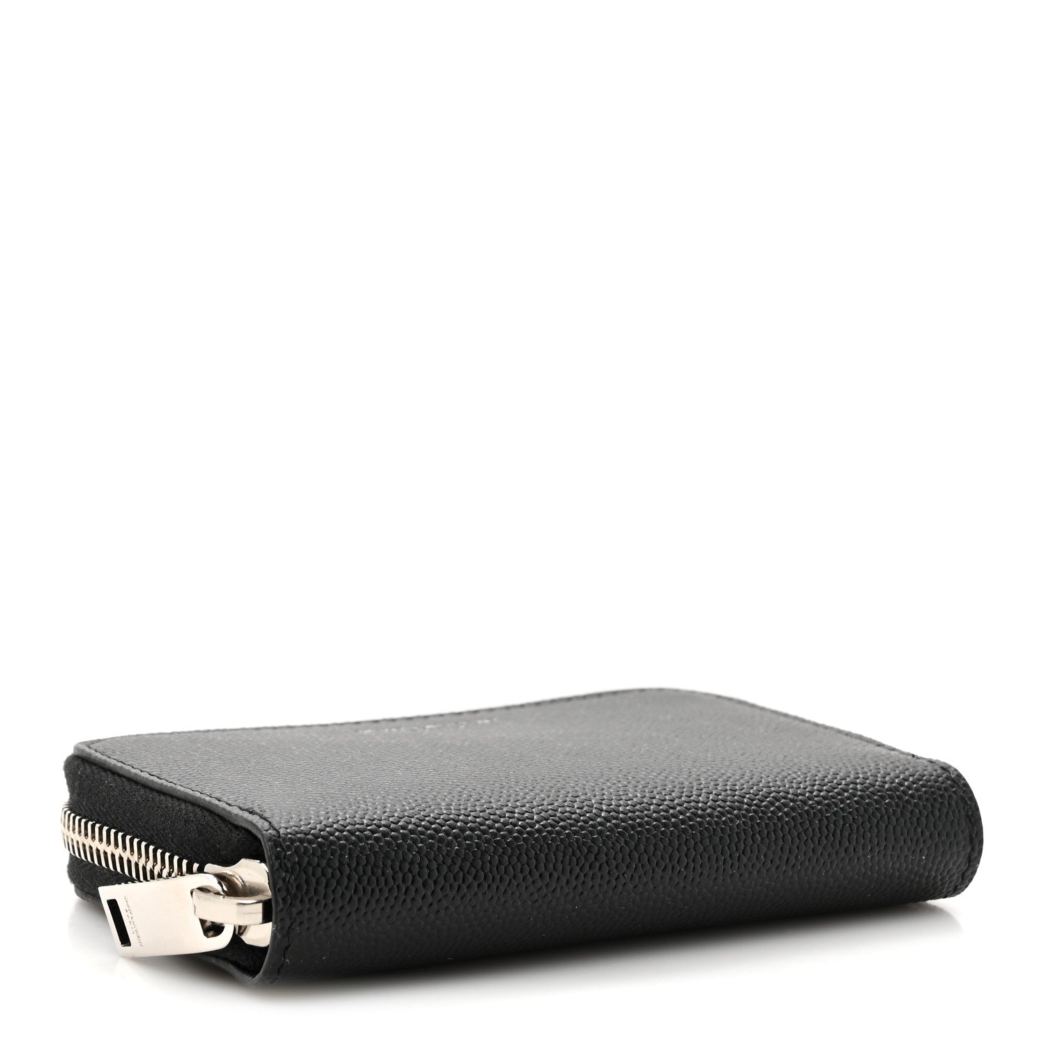Saint Laurent Grained Calfskin Rive Gauche Compact Zip Around Wallet Black 4 of 6