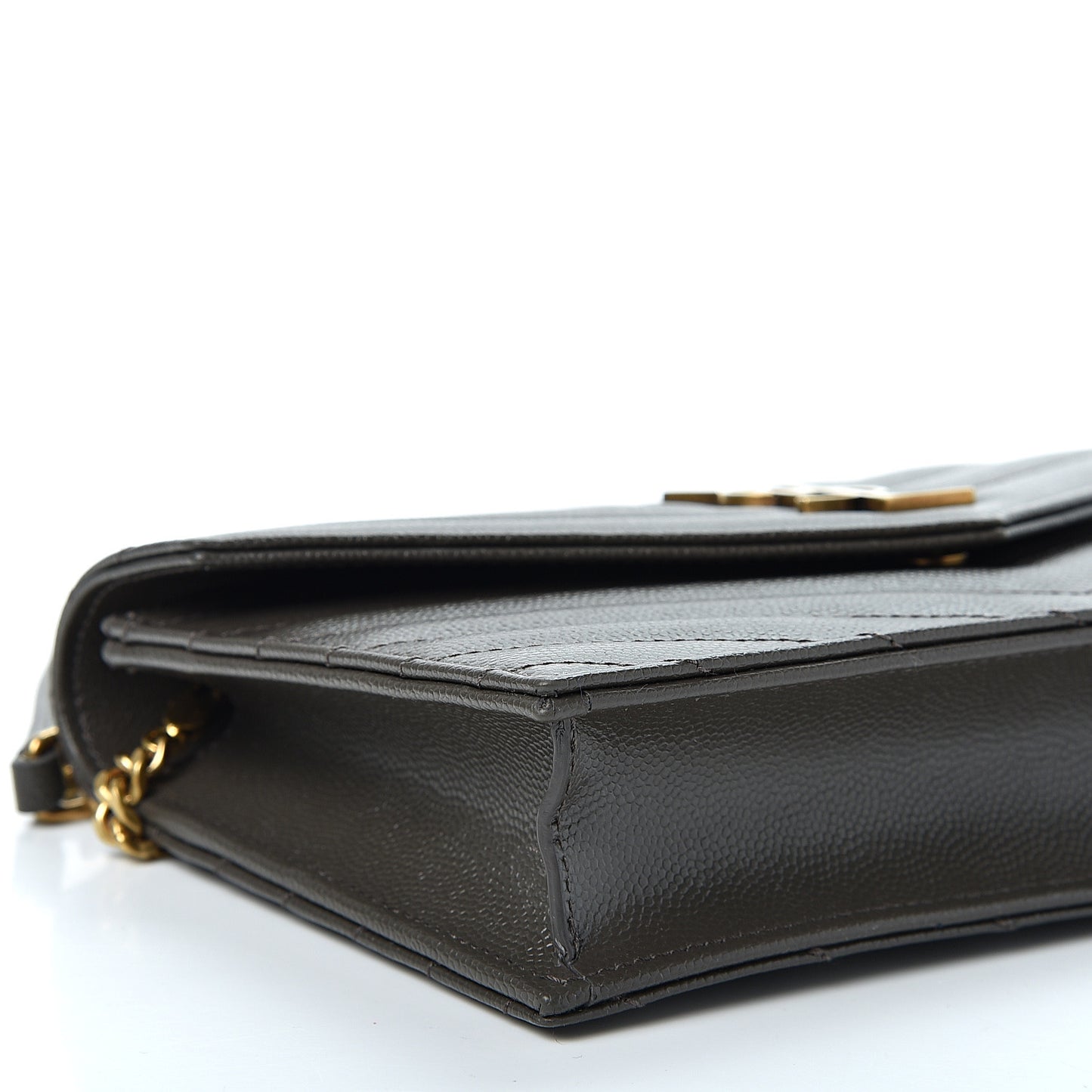 Grain De Poudre Matelasse Chevron Monogram Envelope Chain Wallet Pebble