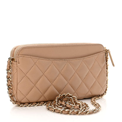 Chanel Caviar Quilted Small Clutch With Chain Beige 3 of 14