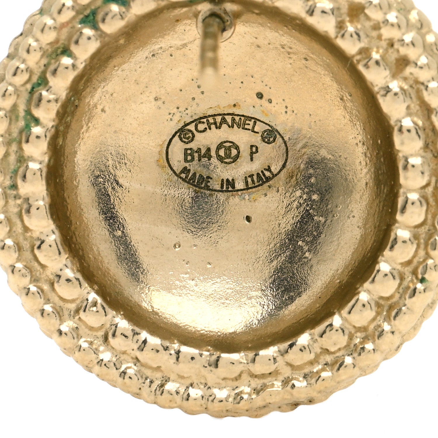 Chanel Metal Medallion Studded CC Earrings Gold 3 of 3