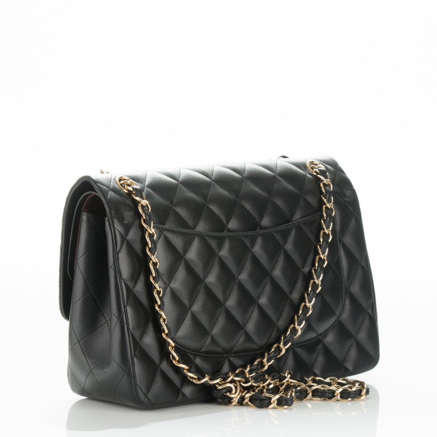 Lambskin Quilted Jumbo Double Flap Black