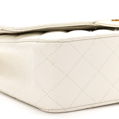 Chanel Caviar Quilted Medium Double Flap White 9 of 11