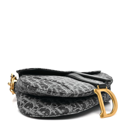 Christian Dior Denim Oblique Jacquard Saddle Bag With Strap Black 4 of 9