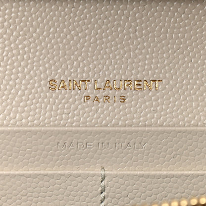 Saint Laurent Grain De Poudre Matelasse Chevron Monogram Chain Wallet Crema Soft 6 of 10