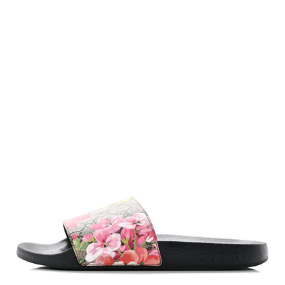 Gucci GG Supreme Monogram Blooms Slide Sandals 37 Beige Multicolor 1 of 9