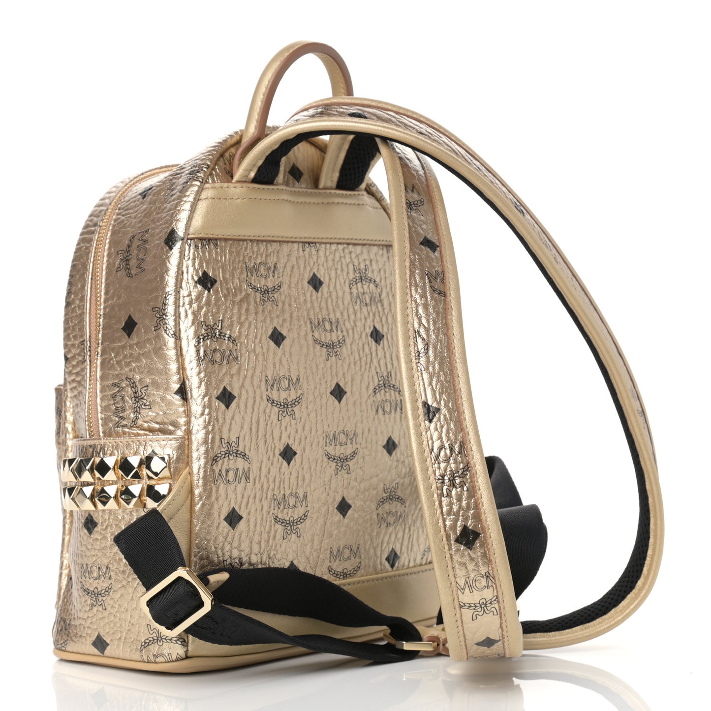 Metallic Visetos Mini Side Stud Stark Backpack Gold