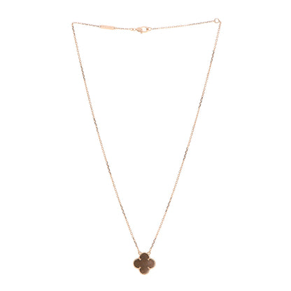 Van Cleef & Arpels 18K Rose Gold Gray Mother of Pearl Vintage Alhambra Pendant Necklace 3 of 6