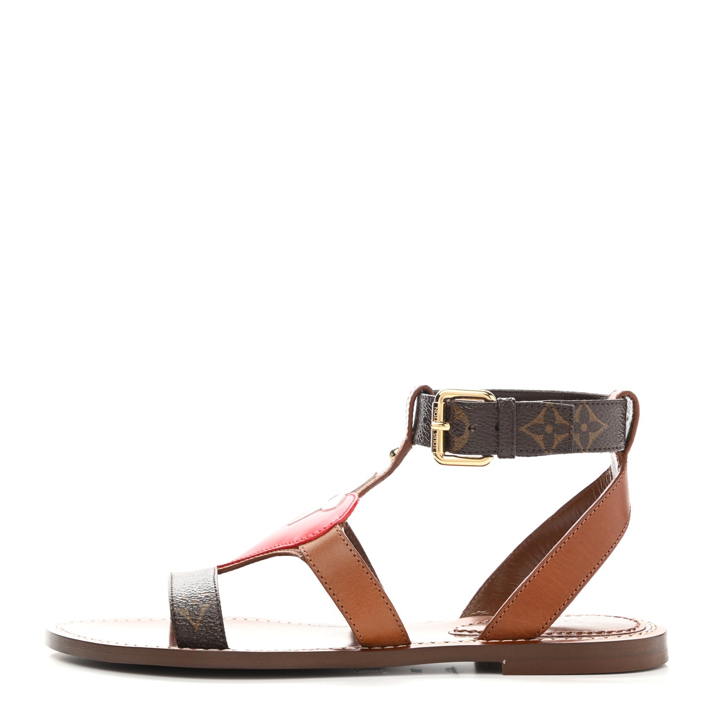 Monogram Game On Playful Flat Sandals 38 Brown