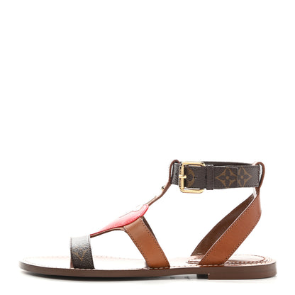 Louis Vuitton Monogram Game On Playful Flat Sandals 38 Brown 1 of 8