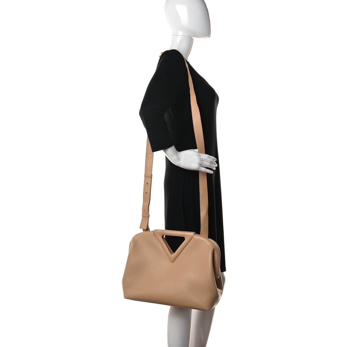 Calfskin Large The Point Triangle Bag Almond