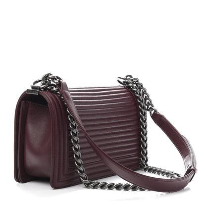 Chanel Calfskin Horizontal Quilted Medium Boy Flap Burgundy 3 of 13