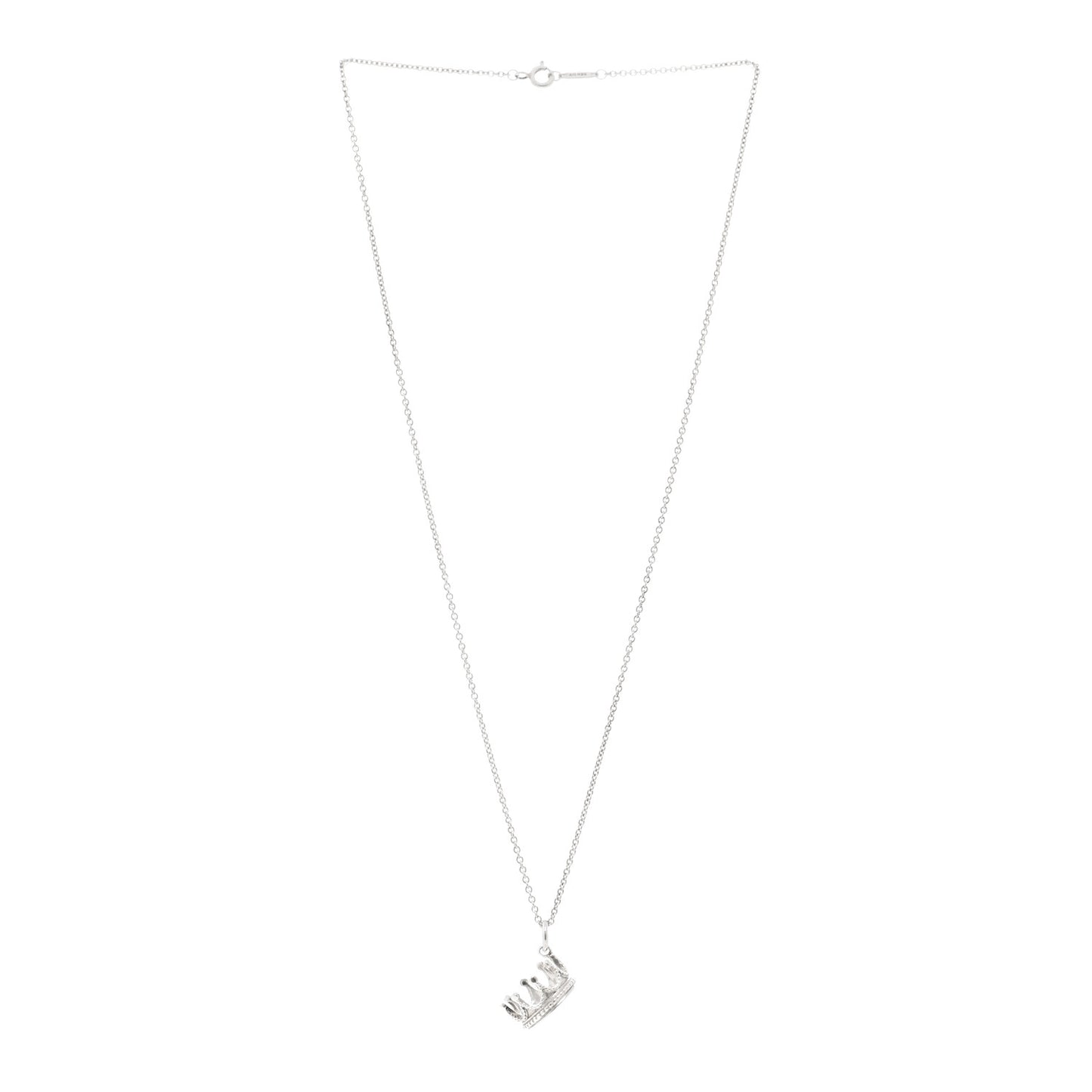 Sterling Silver Crown Charm Necklace