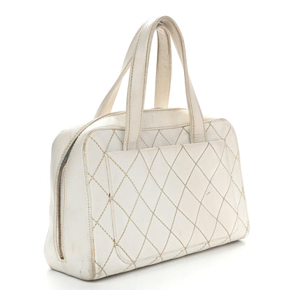Chanel Calfskin Wild Stitch Top Handle Bag White 3 of 27