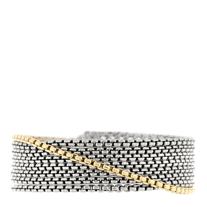 David Yurman Sterling Silver 18K Yellow Gold Eight-Row Box Chain Bracelet 1 of 3